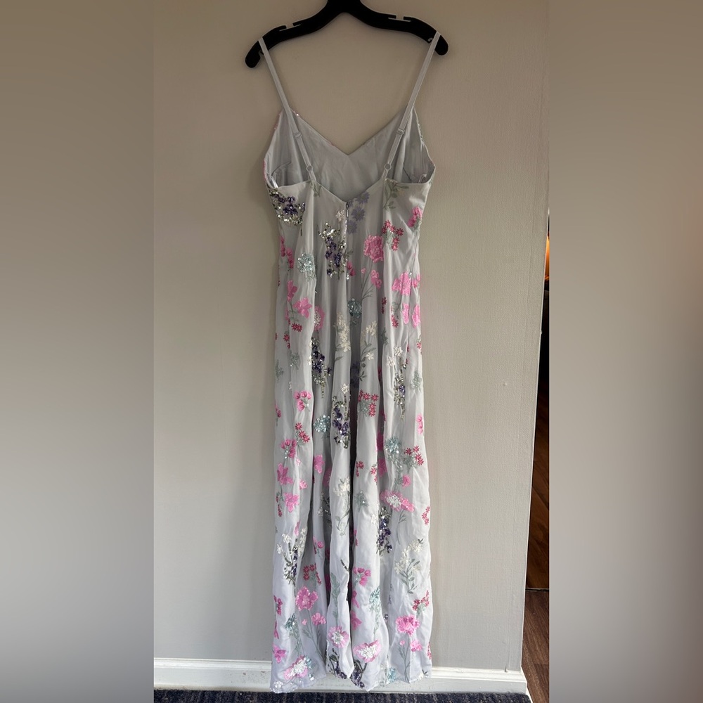 MAYA DELUXE Formal Fairy Floral Embroidered Sequin Slip Maxi Gown Dress Y2K Sz 6 - Picture 10 of 15